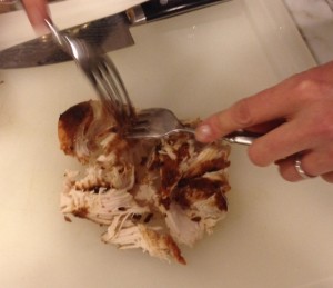 cutting chicken